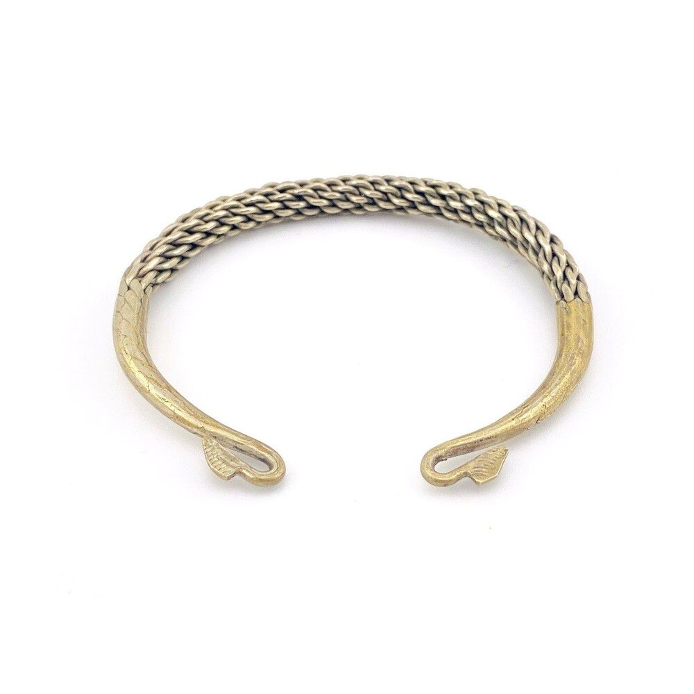 Hill Tribe Woven Metal Torque Bracelet Vintage Braided Cuff Adjustable